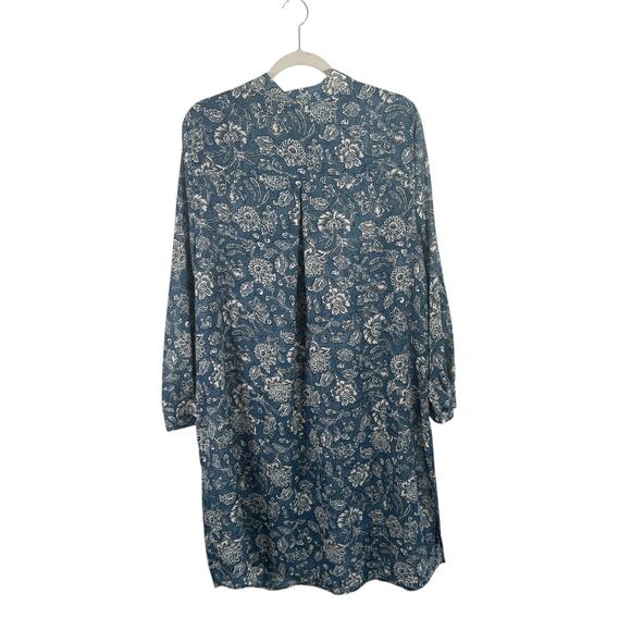 Catherines Blue Floral Sheer Button Front Dress Preppy Womens Plus 0x 14/16W - Picture 6 of 6